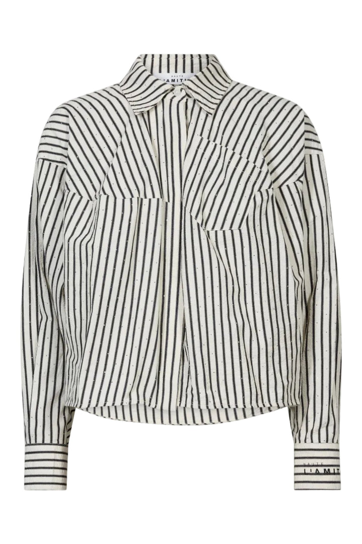 Haute L'Amitié - Sophie Mono Stripe Stone Shirt Hl10995 - Off-White / Black Stripe
