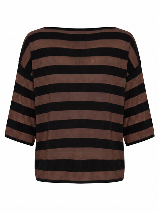A-Bee - Ivy 70125 - Black / Brown Stripe T-shirts 