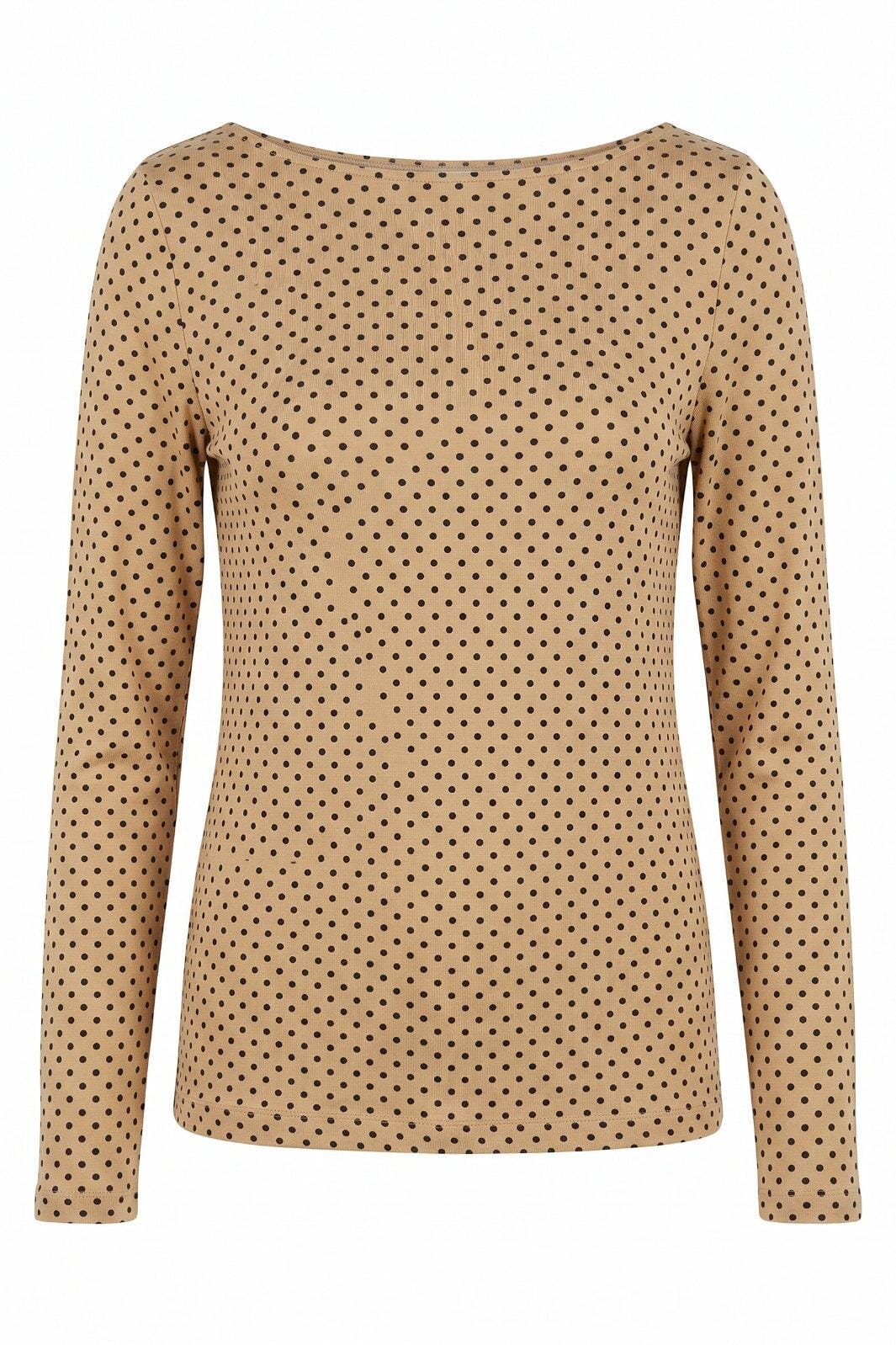 A-Bee - Poppy 97201 - Beige With Black Polka Dot Bluser 