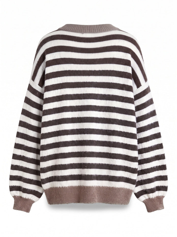 A-Bee - Savannah W6038 - Brown / Taupe Stripe Strikbluser 