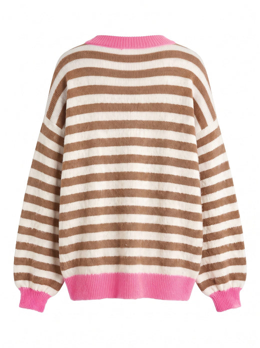 A-Bee - Savannah W6038 - Camel / Cream Stripe, Pink Trim Strikbluser 