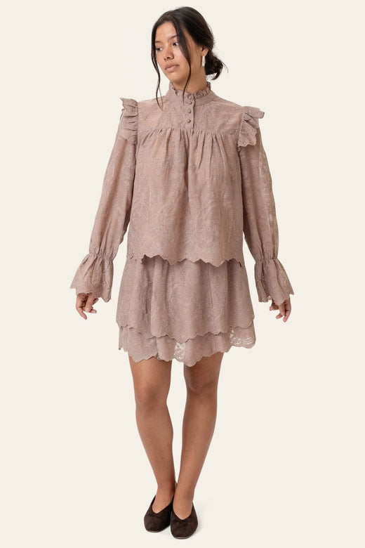 BYIC - Ellinoric Lace Mini Skirt 2576 - Vintage Light Brown