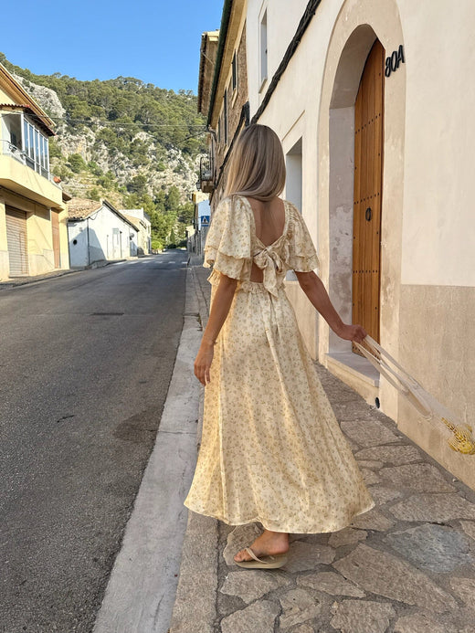 BYIC - Marthaic Maxi Dress A23935 - Yellow Flower Print Kjoler 