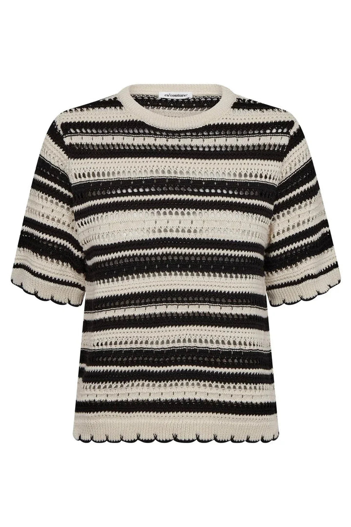 Co´Couture - 42018 Odettecc Stripe Ss O-Knit 504071 - 00005 - Green 