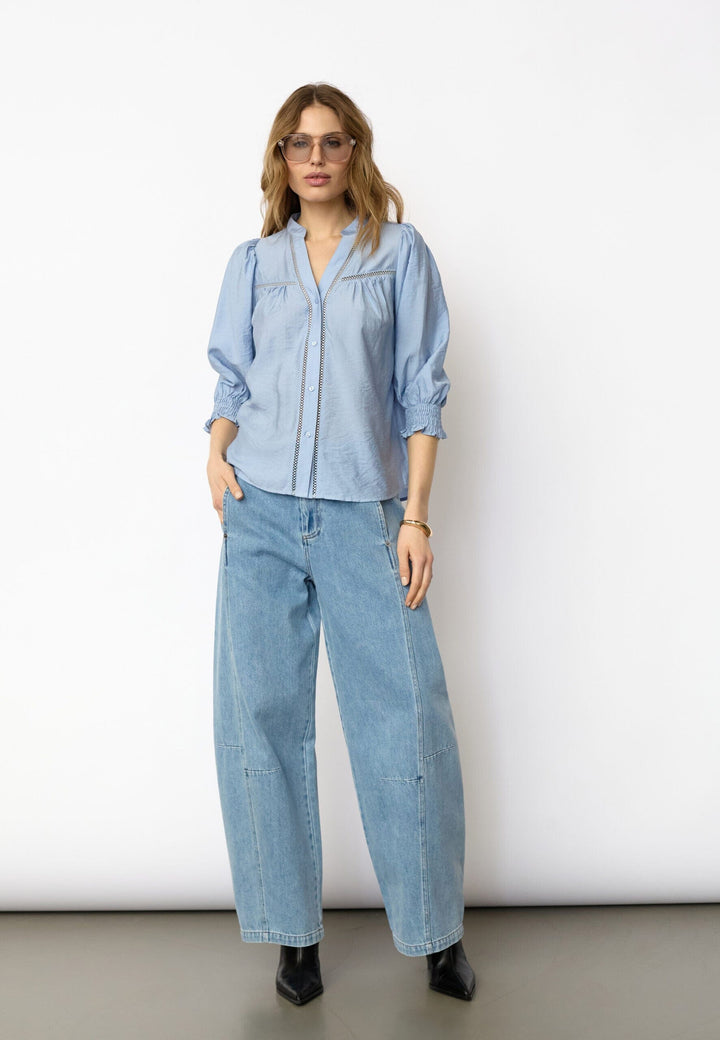 Co´Couture - Callumcc Lace Puff V-Shirt 45173 - 23 - Pale Blue Skjorter 