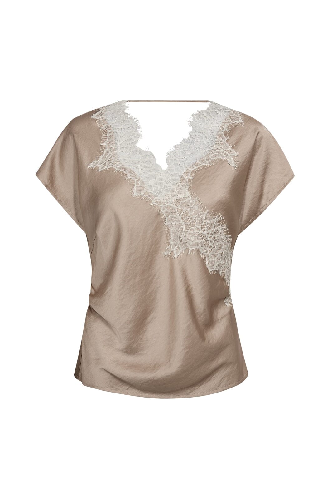 Co´Couture - Iduncc Lace Ss Blouse 45167 - 320 - Bisquit