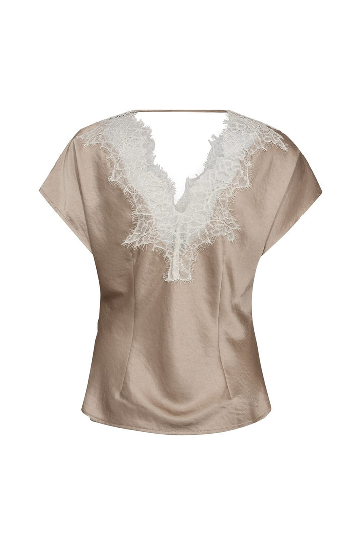 Co´Couture - Iduncc Lace Ss Blouse 45167 - 320 - Bisquit