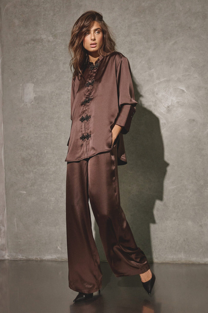 Co´Couture - Lauracc Mandarin Shirt 506623 - 20003 - Dark Brown Skjorter 