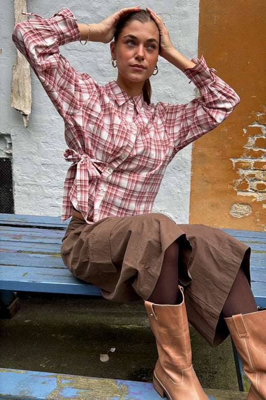 Dear Molly - Quilt Twist Shirt Ch171499b - Pink Check Skjorter 