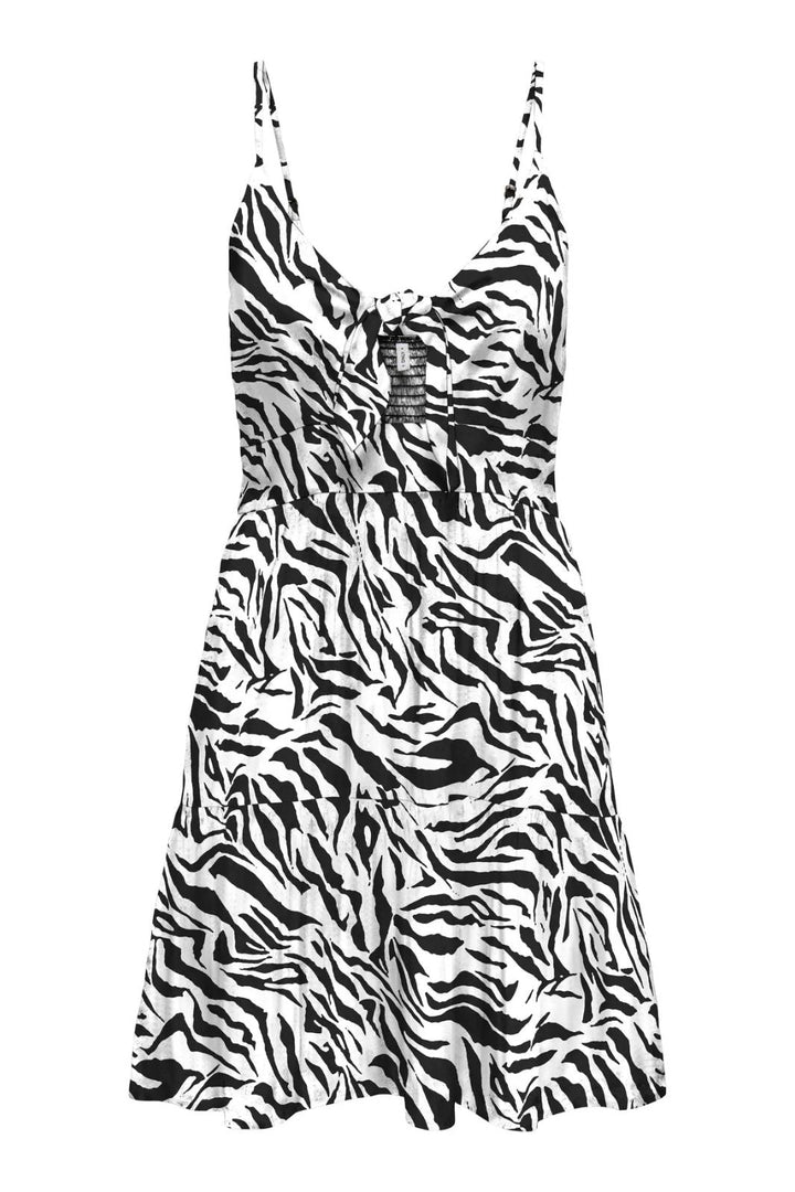 Only - Onljennie S/L Knot Short Dress Ox - 4948115 Black Zebra