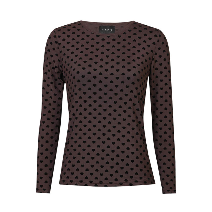 Liberte - Mesh Ls Tshirt, Flock 22081 - Dark Brown Heart