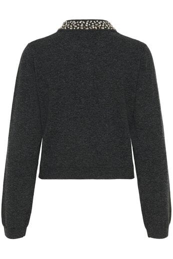 Gestuz - Gzmanzi Deco Polo Pullover 10910778 - 106530 - Deep Graphite Melange Strikbluser 