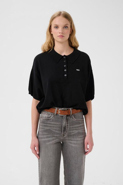 Gestuz - Gztalla Ss Polo Pullover 10910940 - 100017 - Black Strikbluser 