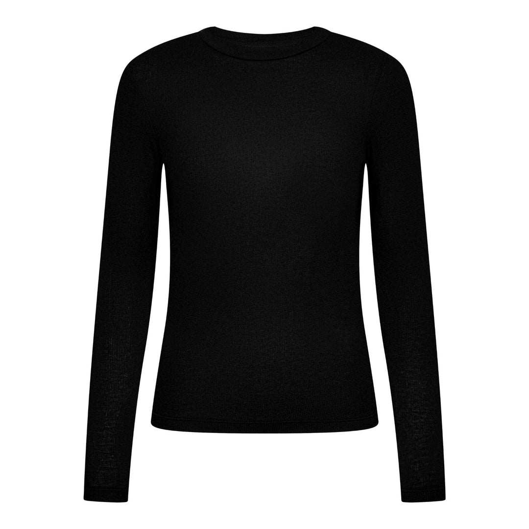 Haute L'Amitié - Fine Wool Ls Rib Tee Hl11256 - Black T-shirts 
