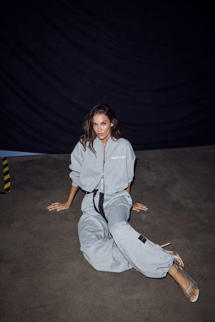 Haute L'Amitié - Maxi Split Tie Pant Hl10923 - Grey Melangé Sweatpants 