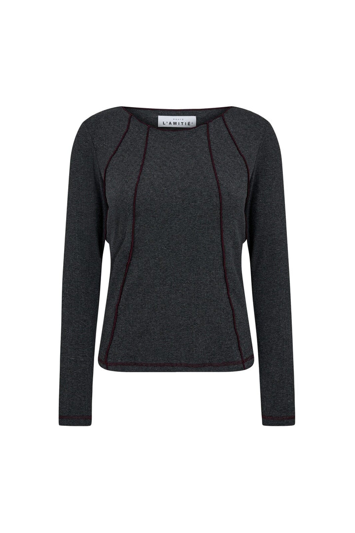 Haute L'Amitié - Reverse Seam Rib Blouse HL10012 - Antracit Melange