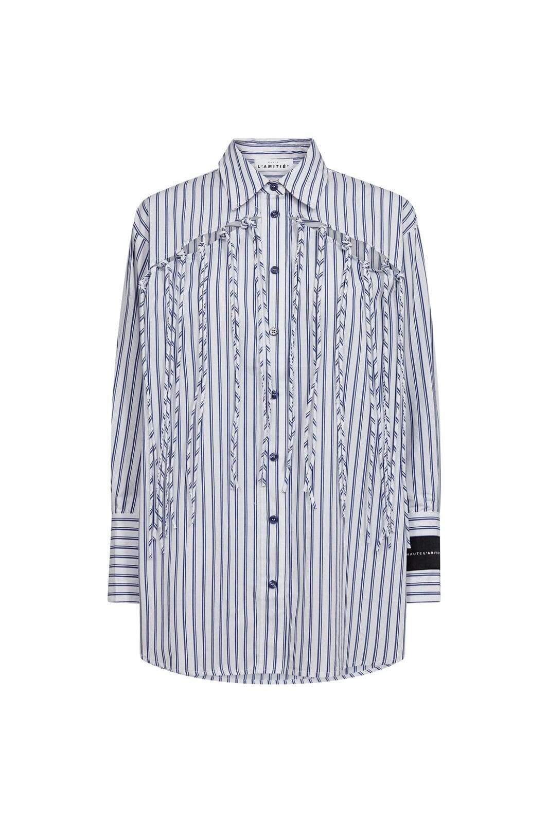 Haute L'Amitié - Striped Fringe Shirt HL10522 - Blue/White Stripe