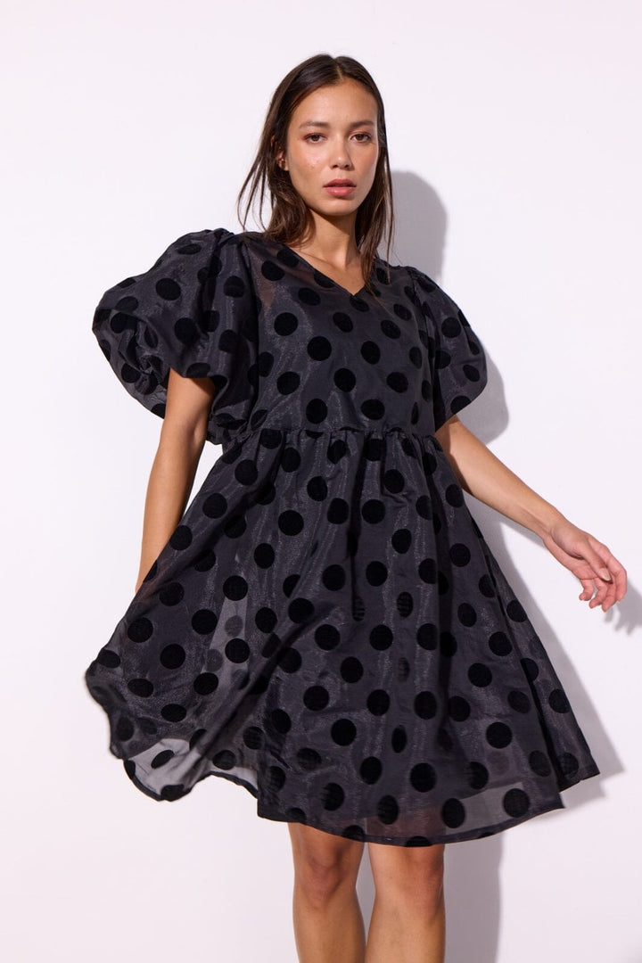 Hunkøn - Bobby Dress 25637 - Black W/Dots