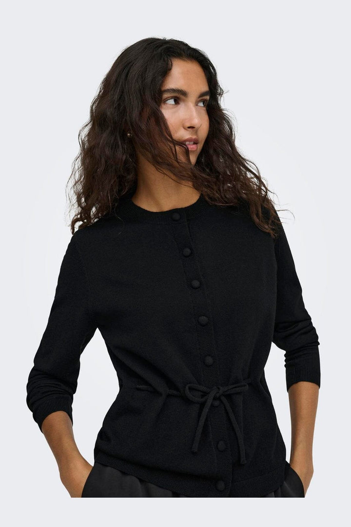 JDY - Jdyamore L/S Tie Cardigan Knt - 5140035 Black