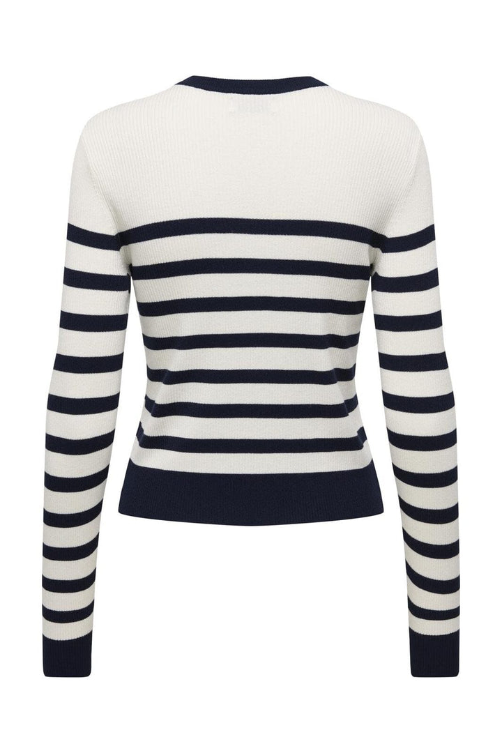 JDY - Jdygaby L/S O-Neck Cardigan Knt - 4926905 Cloud Dancer W. Black Iris