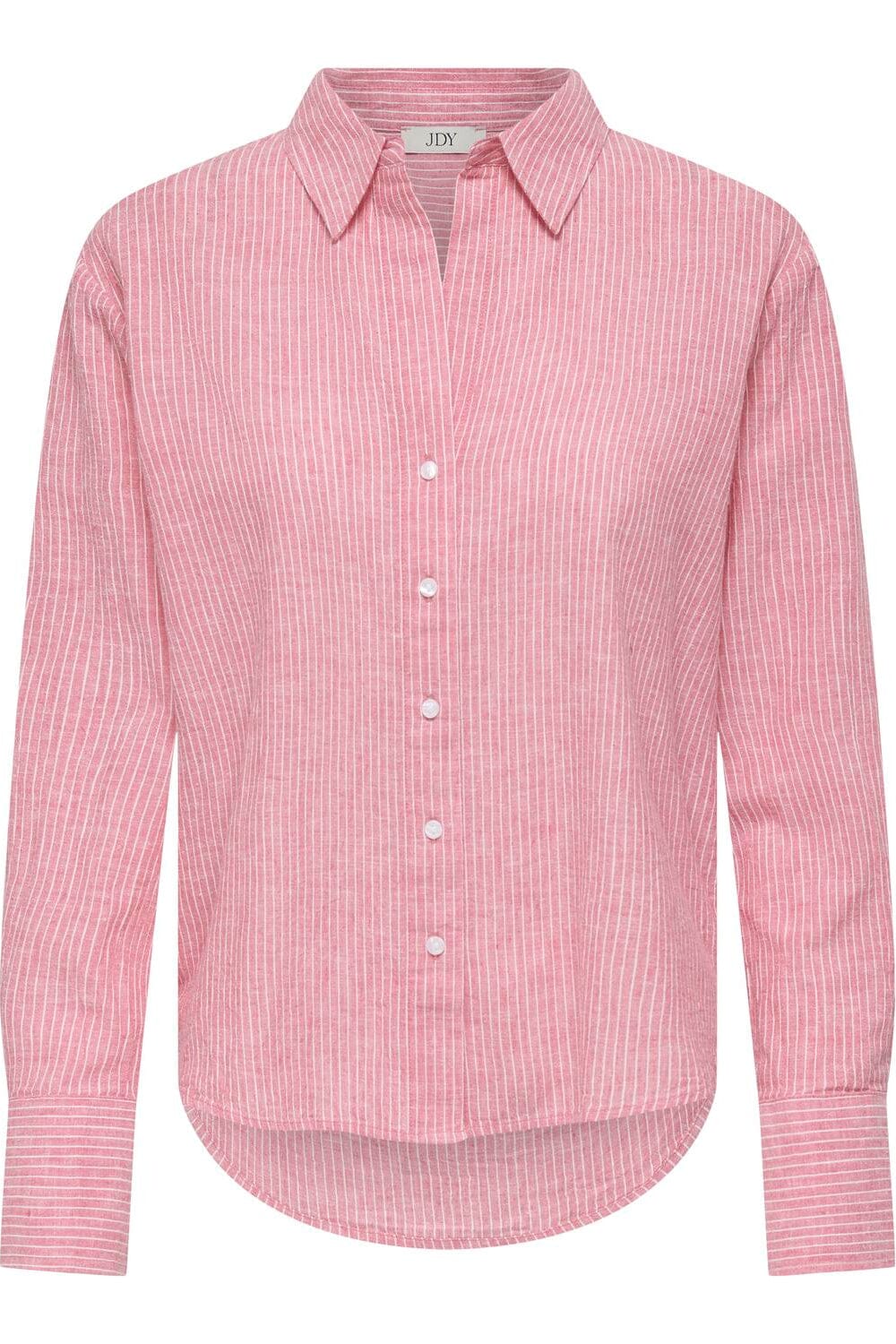 JDY - Jdymila L/S Loose Linen Shirt Dia - 4968390 Calypso Coral Cloud Dancer Skjorter 