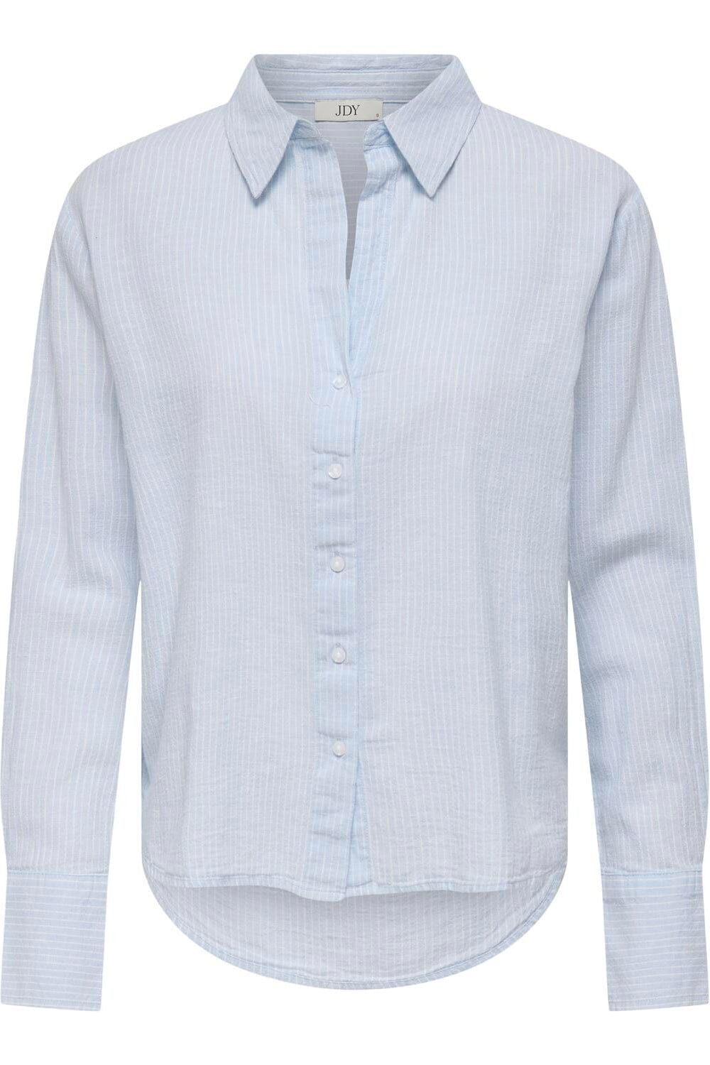 JDY - Jdymila L/S Loose Linen Shirt Dia - 4968401 Kentucky Blue Cloud Dancer Skjorter 