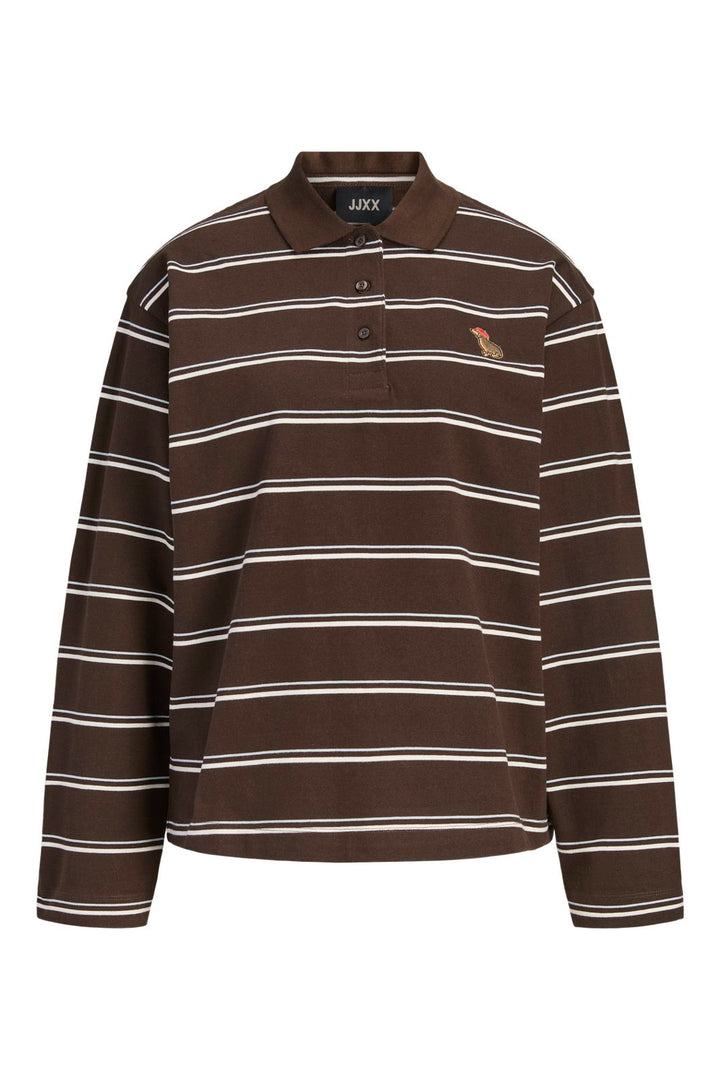 Jjxx - Jxella Ls Stripe Polo - 5136761 Demitasse Vanilla Ice