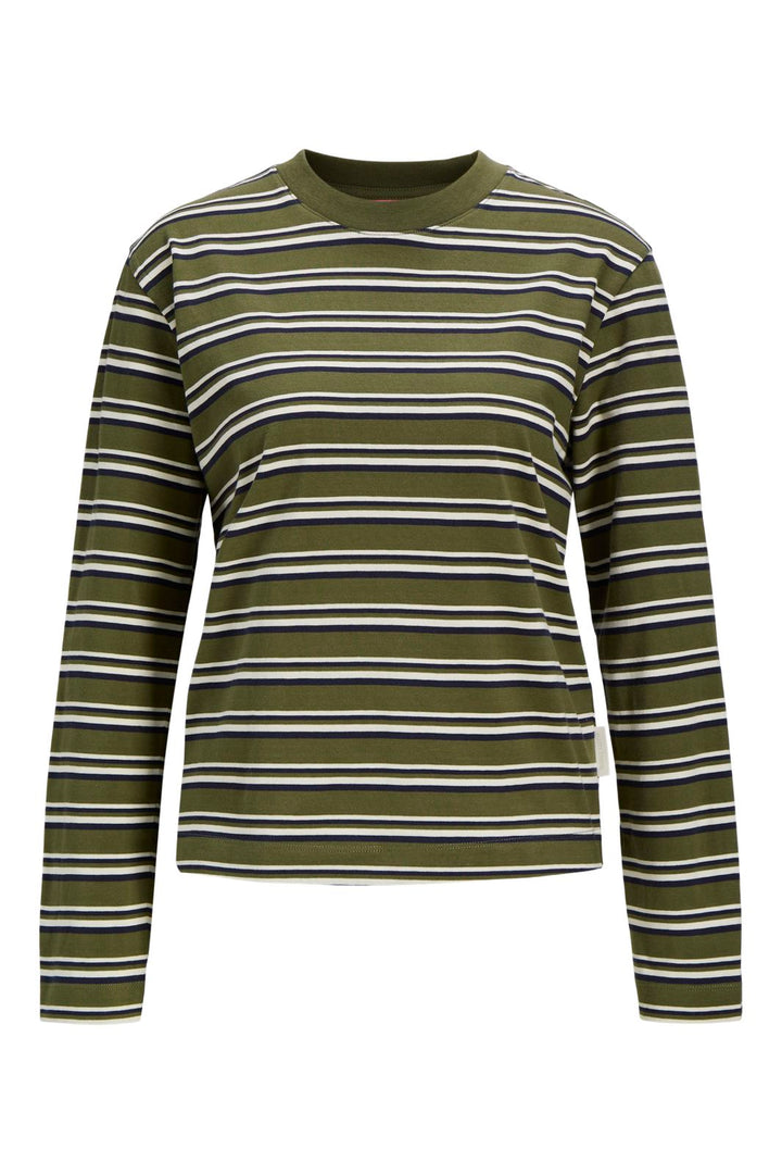 Jjxx - Jxsophia Boxy Ls Stripe Tee Sn - 5143912 Winter Moss Night Sky & Vanilla Ice