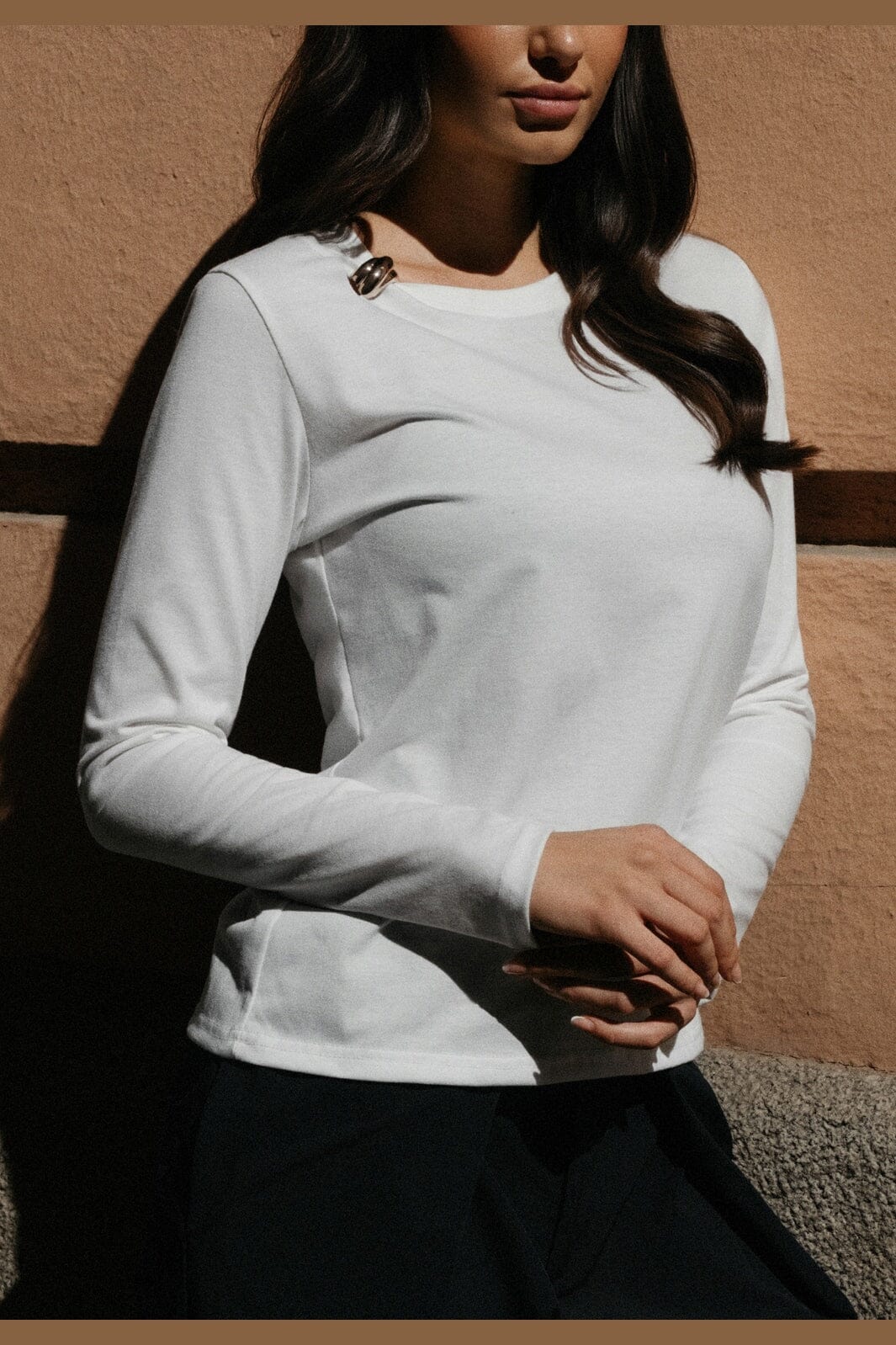 Liberte - Claire Ls Detail Tshirt 22511 - White
