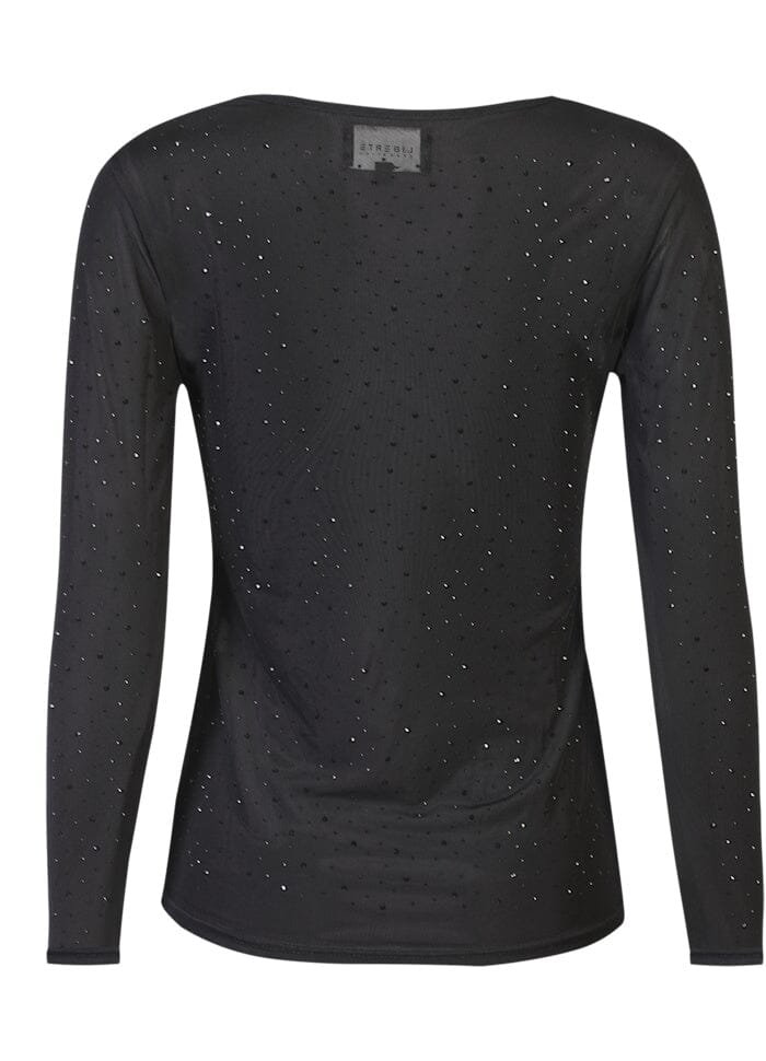 Liberte - Mesh Ls Sparkle Tshirt 22134 - Black Black Diamond Dot T-shirts 