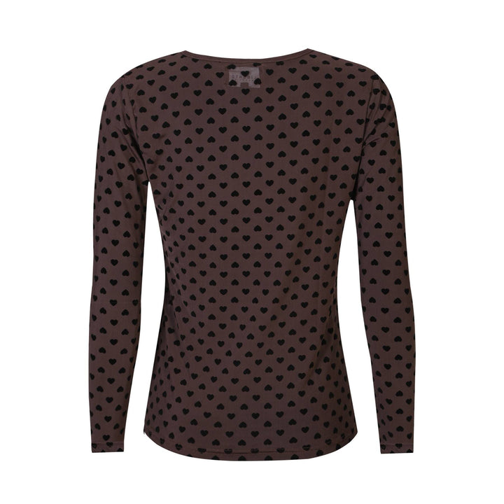 Liberte - Mesh Ls Tshirt, Flock 22081 - Dark Brown Heart T-shirts 