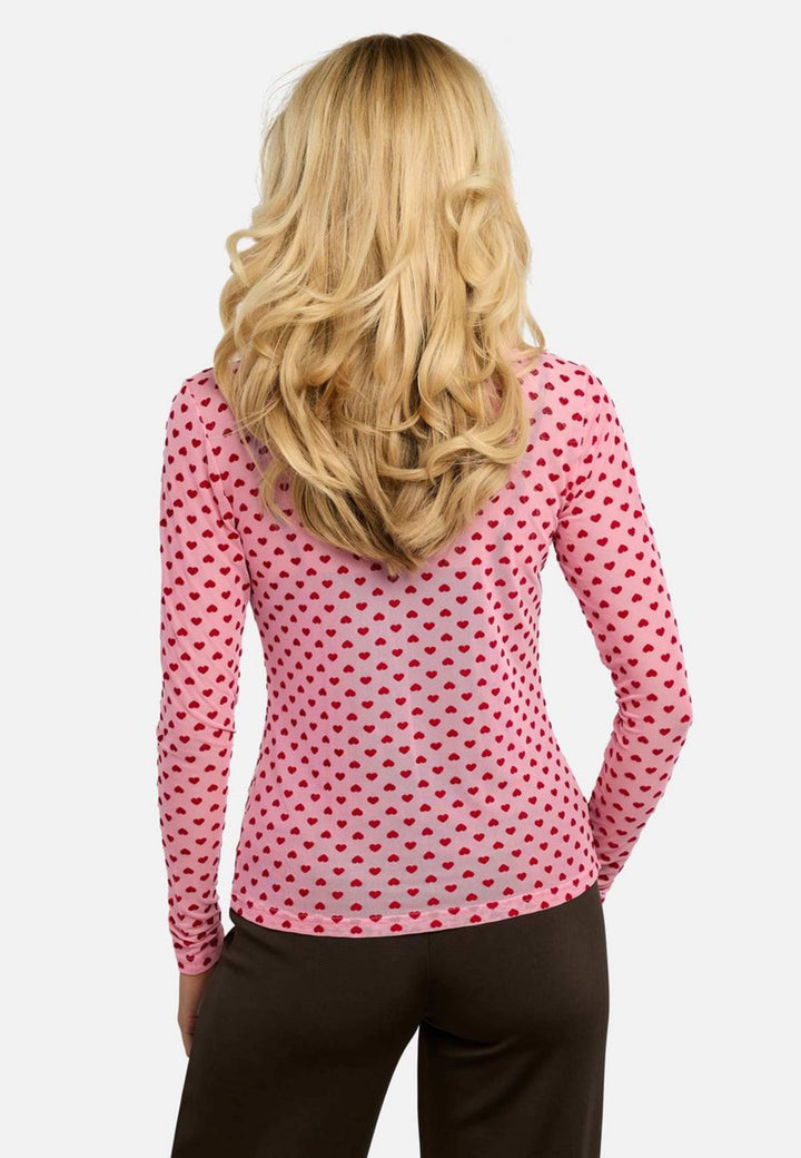 Liberte - Mesh Ls Tshirt, Flock 22081 - Pink Red Heart T-shirts 