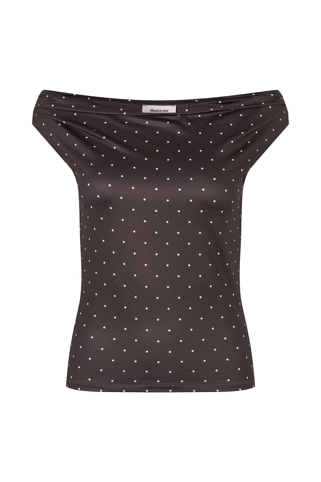 Modström - Himamd Print Off-Shoulder Top 59321 - 11188 - Seal Brown Dot