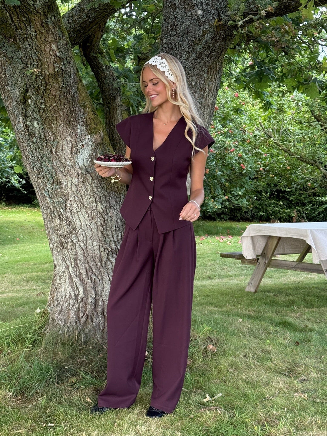 Molly&My x Julie Elgaard - Celina Structure Pants 167306 - 162 - Bordeaux Bukser 