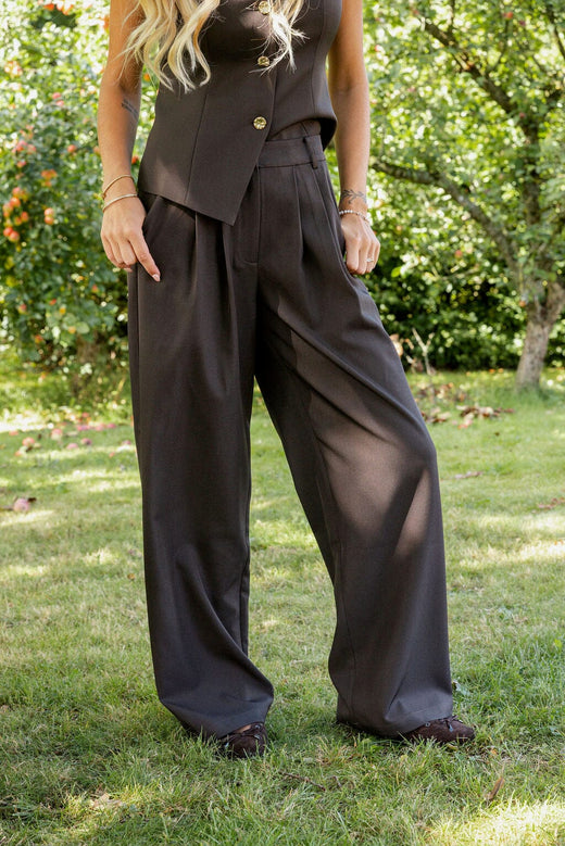 Molly&My x Julie Elgaard - Celina Structure Pants 167306 - 676 - Dark Brown Bukser 