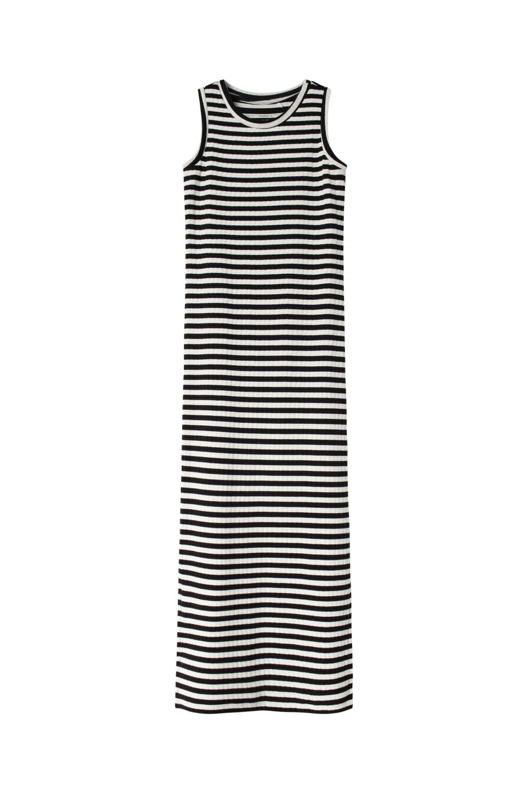 Name It - Nkfsuraja Sl Maxi Dress - 4724127 Bright White W. Black Stripes