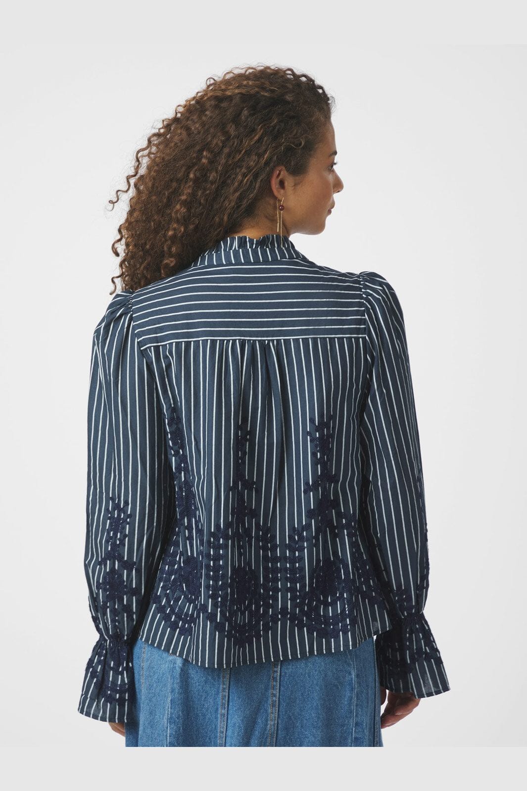 Neo Noir - Amara Stripe Emb Blouse 163363 - 141 - Navy