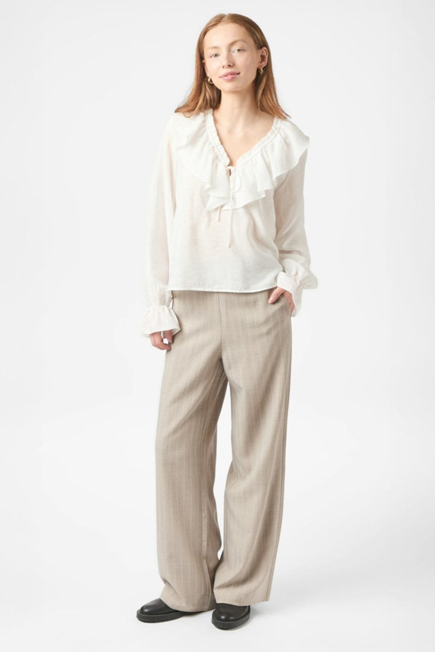 Neo Noir - Aminea Ruffle Blouse 166338 - 120 - White