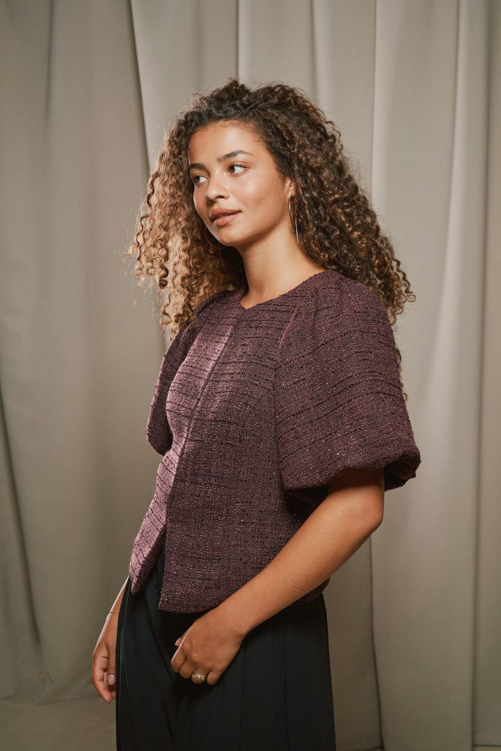 Neo Noir - Anela Boucle Glitz Blouse 170360 - 682 - Wine Bluser 