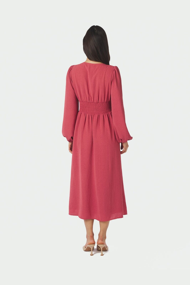Neo Noir - Annelie Solid Crepe Dress 169135 - 430 - Cherry Pink