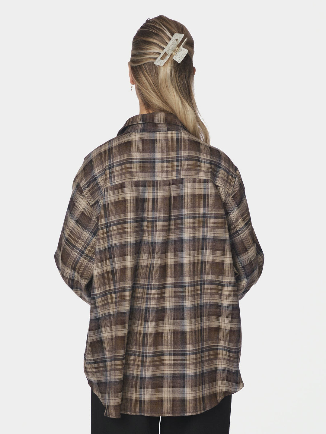Neo Noir - Dalma Flannel Check Shirt 171678 - 811 - Dark Taupe Skjorter 