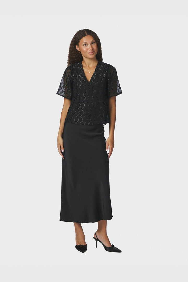Neo Noir - Largo Chevron Glitz Blouse 171125 - 100 - Black