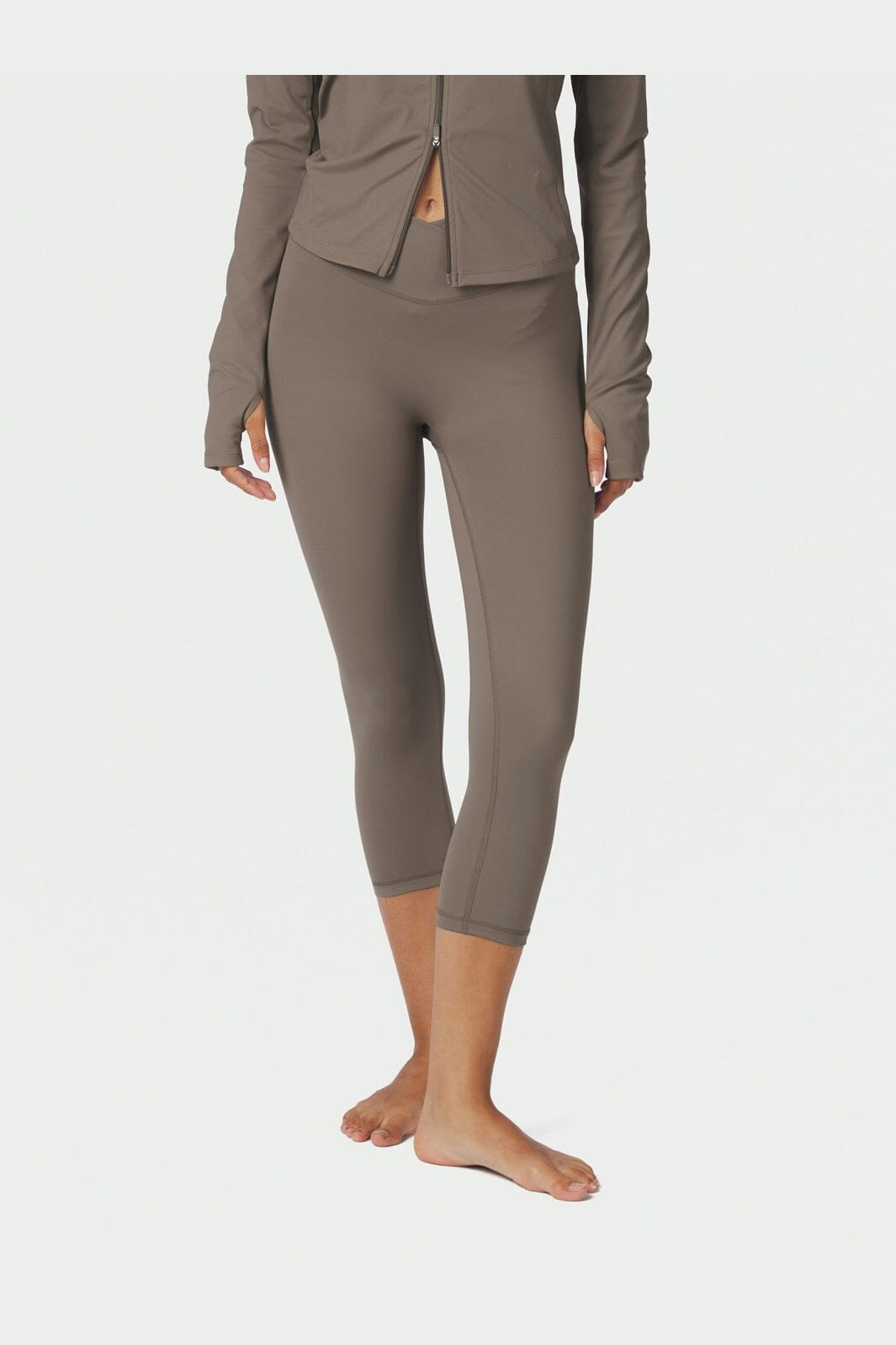 Neo Noir - Lea Wrap Capri Pants 170726 - 492 - Mushroom
