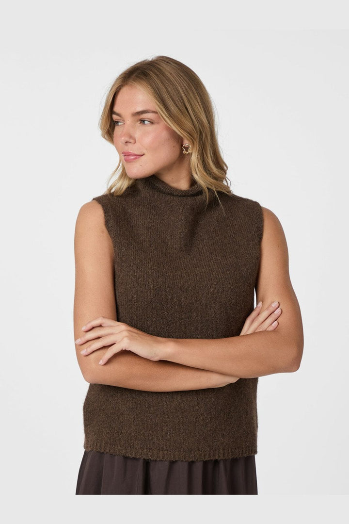 Neo Noir - Odelia Knit Top 161753 - 205 - Brown Melange