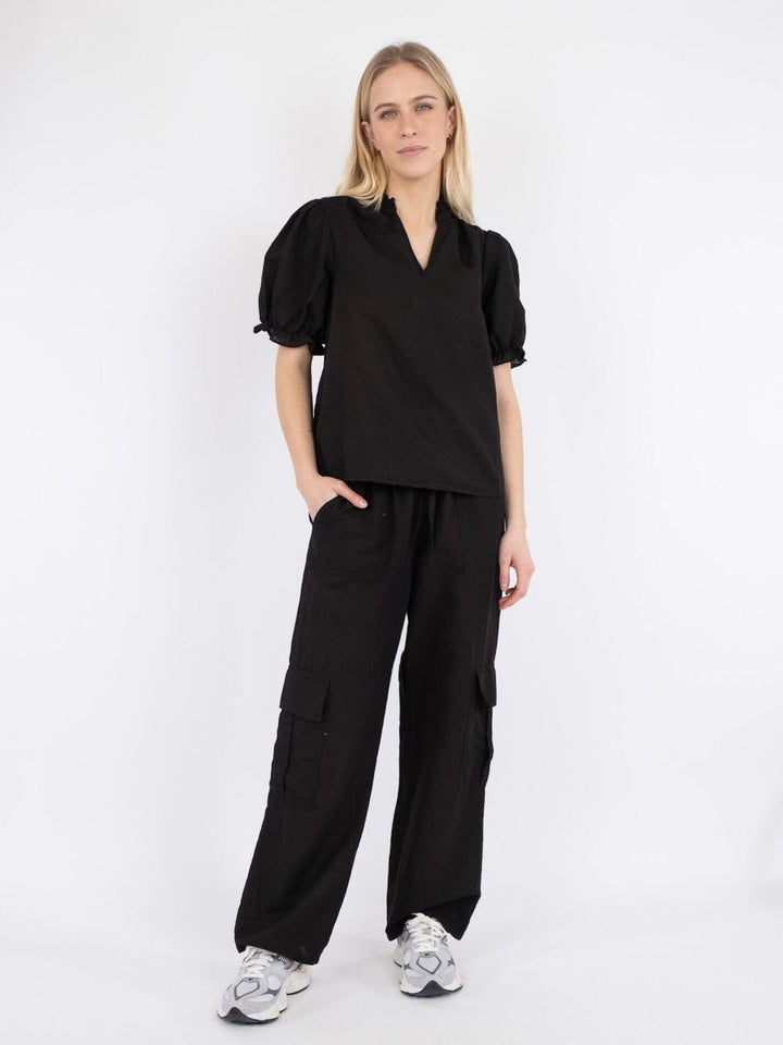 Neo Noir - Odesa Linen Blouse - Black