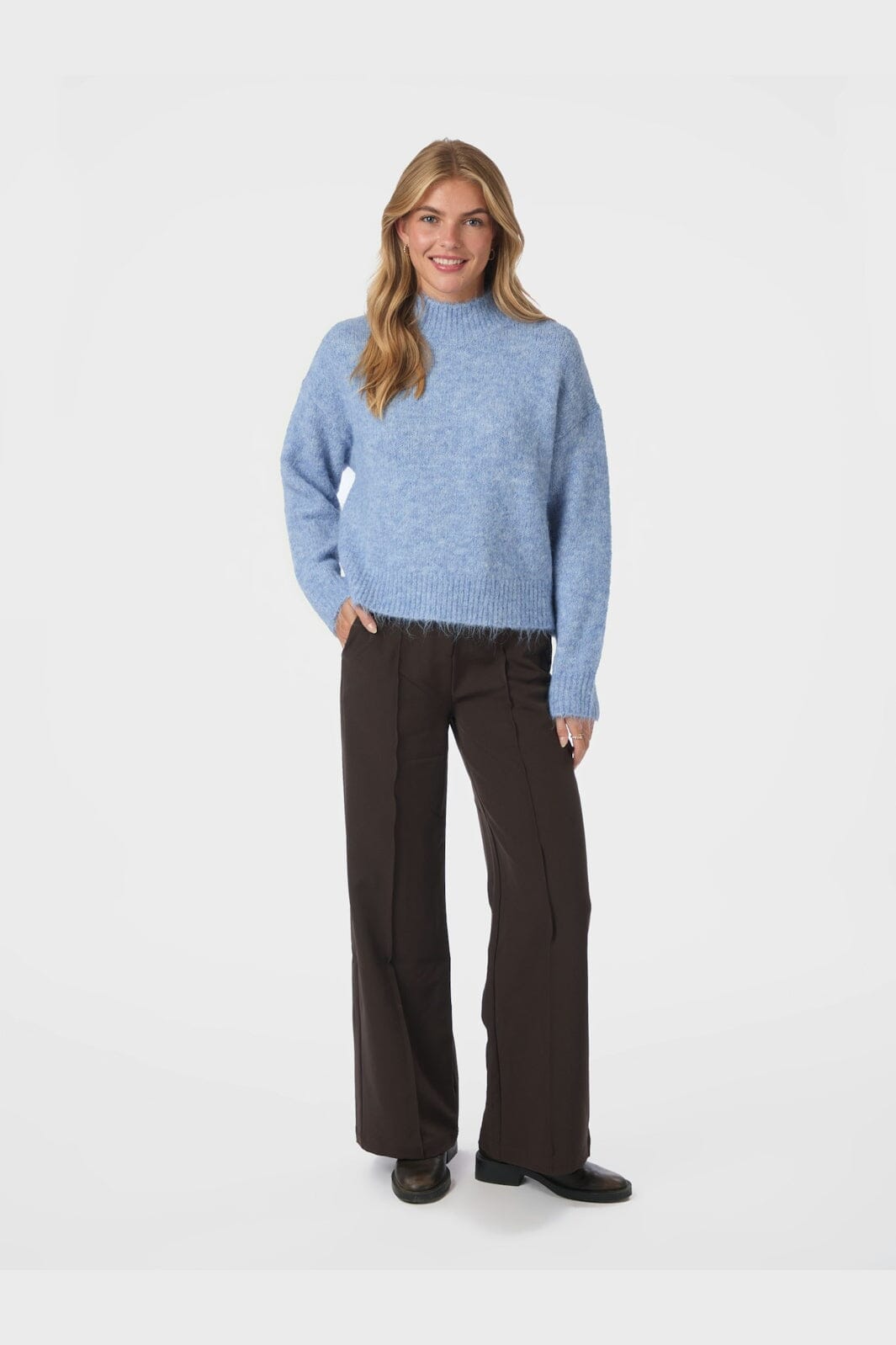 Neo Noir - Paulina Fluffy Knit Blouse 164729 - 142 - Dusty Blue