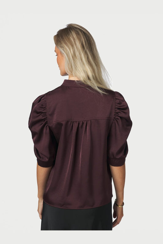 Neo Noir - Roella Heavy Sateen Blouse 162590 - 174 - Burgundy
