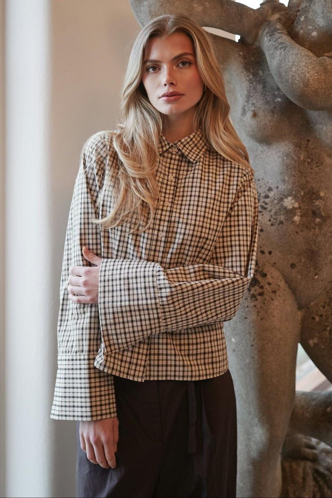Neo Noir - Rosa Checked Shirt 167289 - 123 - Beige Skjorter 