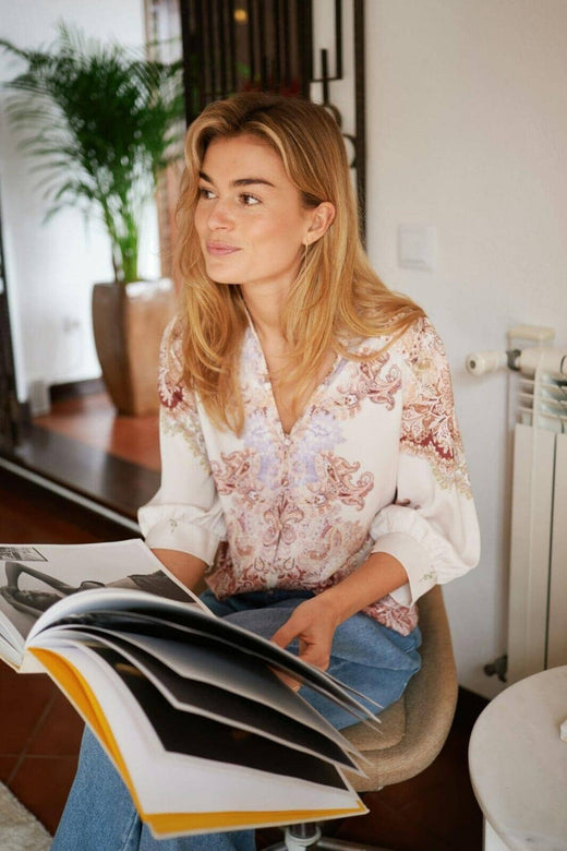 Neo Noir - Roselle Artist Paisley Blouse 165558 - 124 - Ivory Bluser 