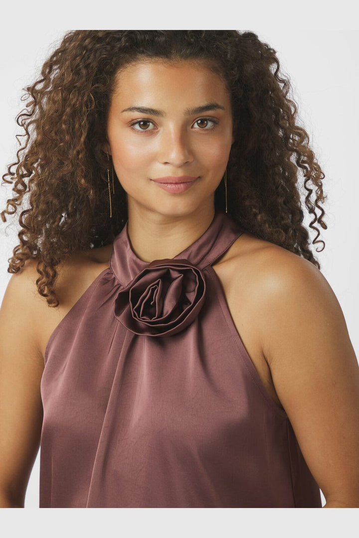 Neo Noir - Rosette Heavy Sateen Top 164817 - 393 - Dark Rose